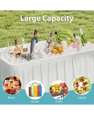 4 Foot Ice Cooler Folding Table Outdoor Portable Ice Bin Table with Large Sink