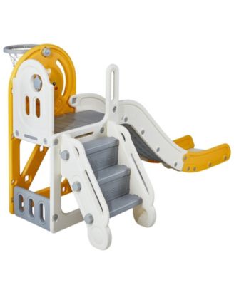 Toddler Slide, Kid Slide for Toddlers with Climbable Ladders & Bus Playhouse, Indoor Outdoor Slide Playset for Kids