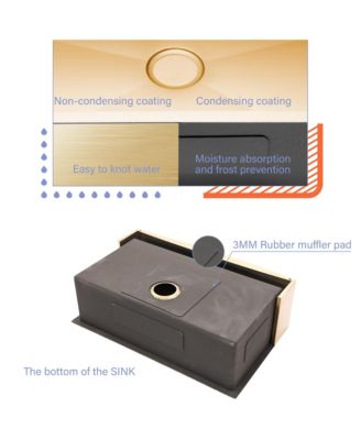 30x21x10inch Gold Farmhouse Kitchen Sink Stainless Steel Apron Front 16 Gauge