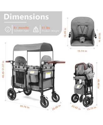 All-Terrain Wagon Stroller for Two Kids with Canopy, Snack Tray and Shock-Absorbing Wheels
