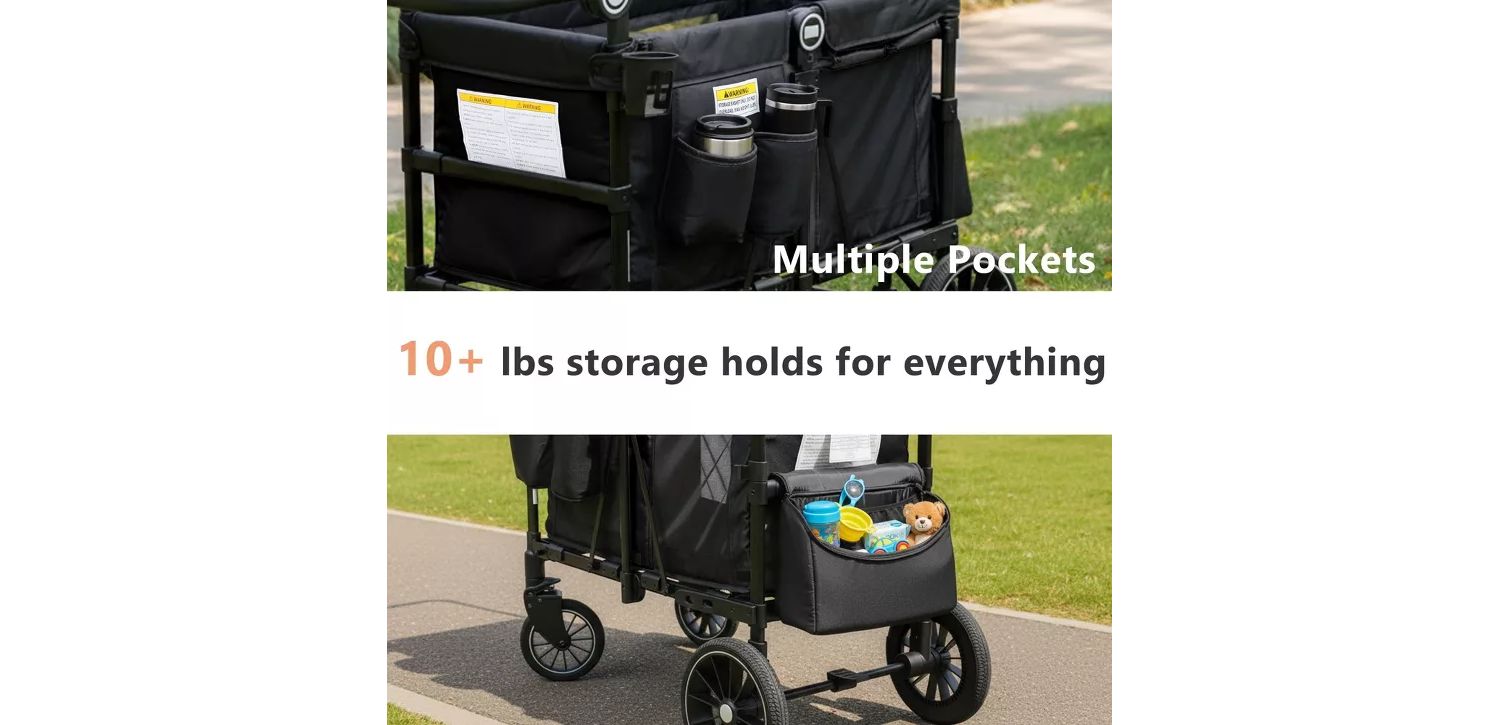 Baby All-Terrain Wagon Stroller for Two with Canopy, Snack Tray and Shock-Absorbing Wheels