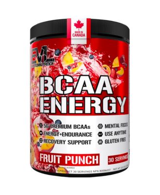 BCAAs Amino Acids Powder - Rehydrating BCAA Powder Post Workout Recovery Drink with Natural Caffeine - Fruit Punch