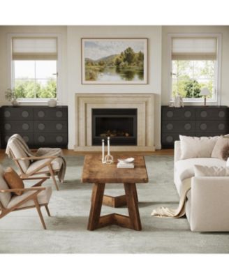 Coffee Table, Farmhouse Center Table with V-Shaped Legs, 47.2 x 23.6 Inches Rectangle Living Room Tables, Easy to Assemble, Rustic Brown