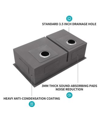 30x19x10inch Undermount Double Bowl Kitchen Sink Stainless Steel 16 Gauge 60 and 40