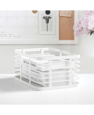 Metal Pantry Basket with Handles - Set of 2 - Matte White