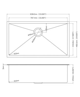 33x19x10inch Gunmetal Black Undermount Kitchen Sink Single Bowl Stainless Steel 16 Gauge