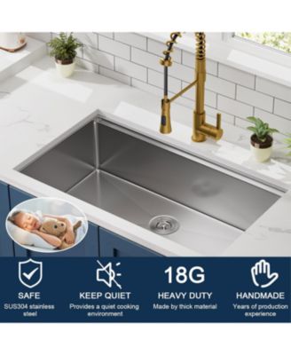 33x19inch Undermount Workstation Sink 10 Inch Deep Stainless Steel Single Bowl with Accessories