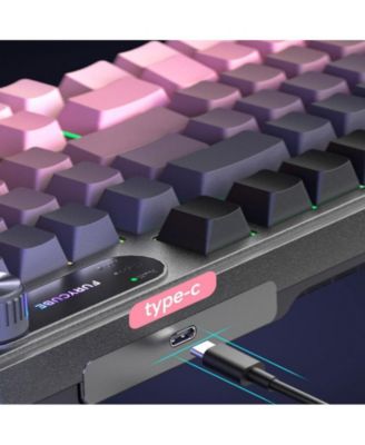 Mechanical Feel Waterproof Keyboard 98-Key (Mist Peach Pink Side Print) 3-Mode (Wired/2.4G/Bluetooth) RGB Gaming Keyboard