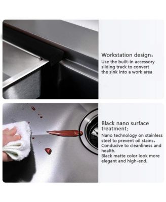 33x22x10 Inch Drop In Workstation Kitchen Sink R10 Radius SUS304 Stainless Steel Single Bowl With 5 Accessories Integrated Ledge