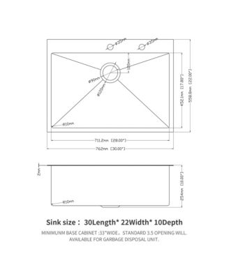 30x22x10 Inch Drop In Single Bowl Topmount Kitchen Sink 16 Gauge T304 Stainless Steel With Dish Grid Drain Assembly Drying Rack