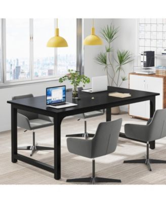 63” Executive Desk, Large Office Computer Desk with Thicken Frame, Modern Simple Workstation Business Furniture