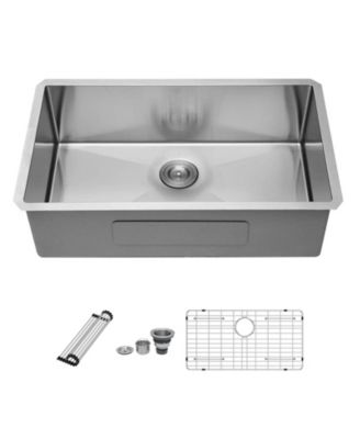 32x19x9inch Undermount Kitchen Sink Single Bowl Stainless Steel 16 Gauge Deep Basin