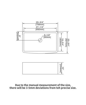 30x21x10 Inch White Farmhouse Kitchen Sink Ceramic Porcelain Arch Edge Apron Front Single Bowl With Drain Assembly Dish Grid