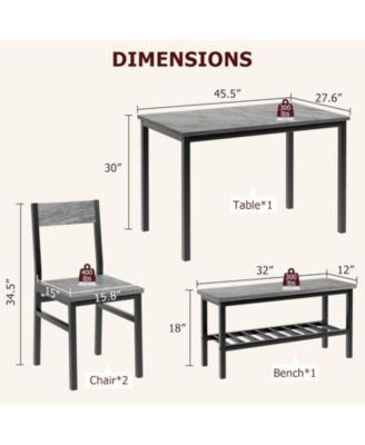 Kitchen Table and 2 Chairs for 4 with Bench,4 Piece Dining Table Set,Dining Room Table Set for Small Space, Modern Sturdy Table