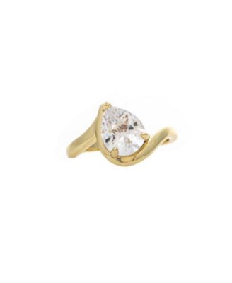 Pear CZ Shaped Wavy Band Solitaire Ring