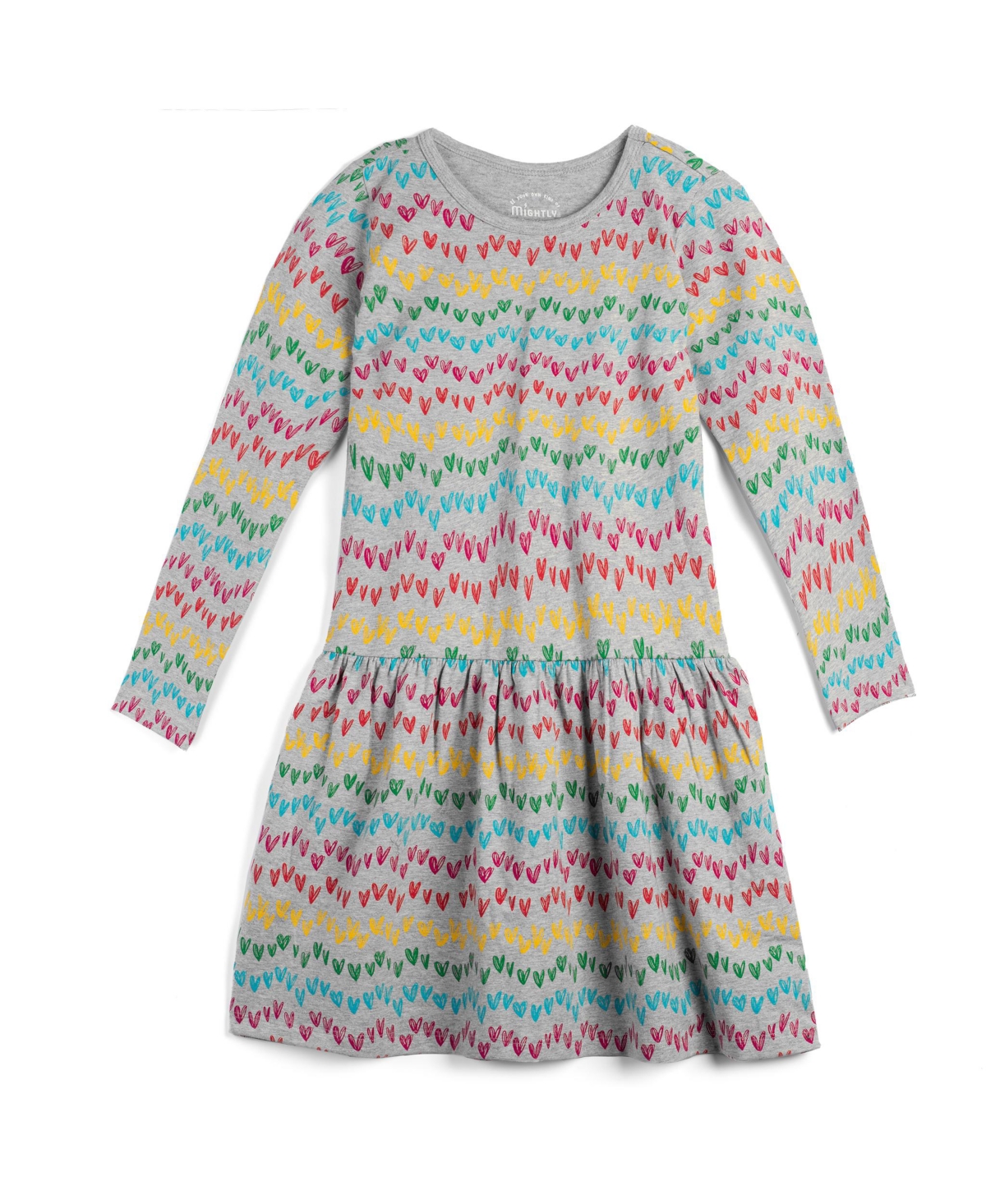 Mightly Toddler Girls Fair Trade Organic Cotton Long Sleeve Drop Waist Dress