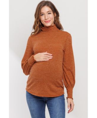 Maternity Shimmer Long Sleeve Mock Neck Top