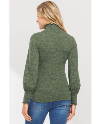 Maternity Shimmer Long Sleeve Mock Neck Top