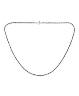 Bali Balinese Indonesian Black Rope Twist Chain Necklace Oxidized Sterling Silver 24 Inch