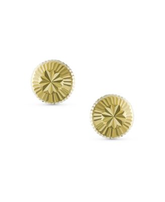 Timeless Real 10K Yellow Gold Half Dome Sparkling Star Design Brust Ball Stud Earrings 6MM