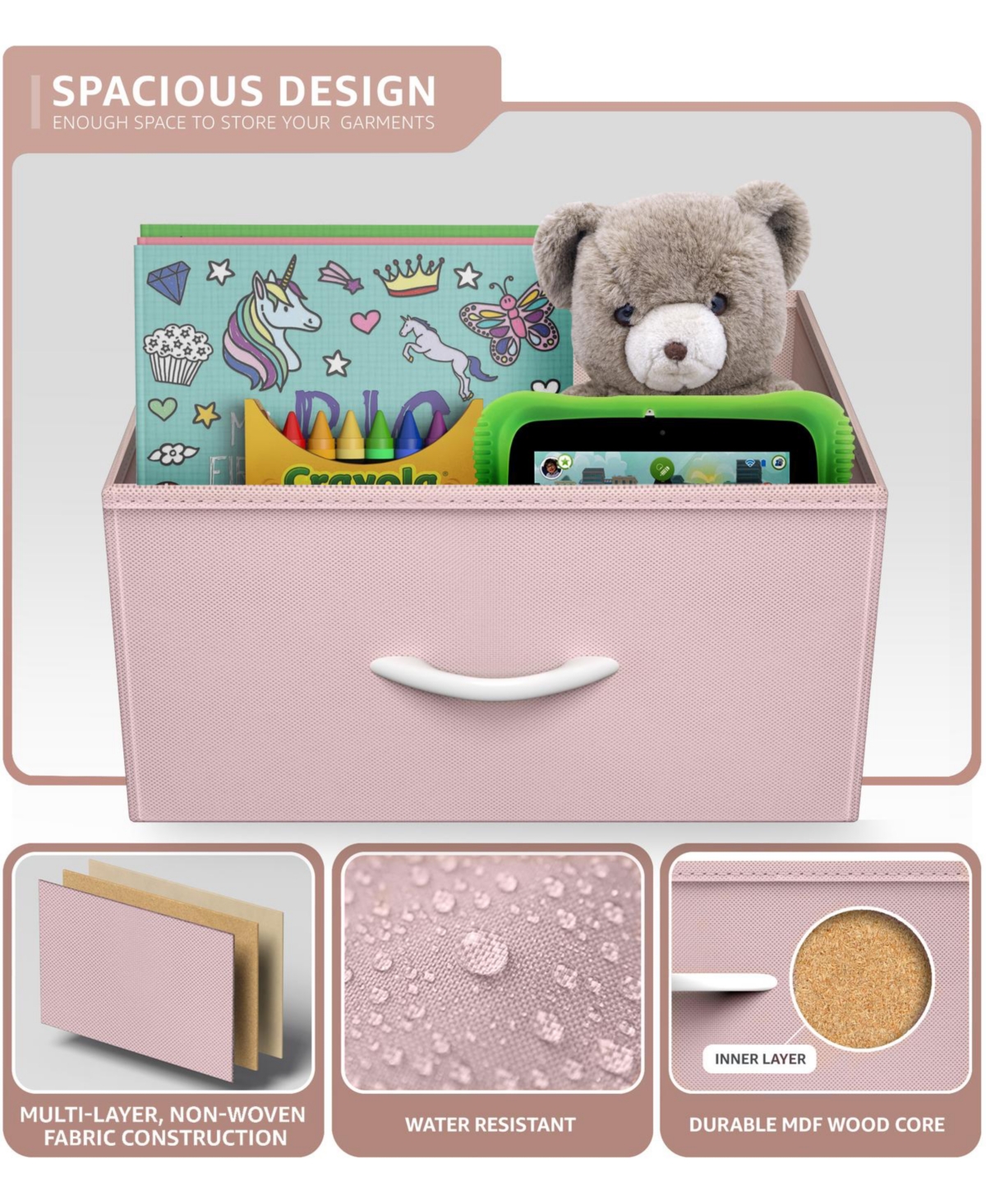 Sorbus 9 Drawers Dresser- Storage Unit with Steel Frame, Wood Top, Fabric Bins