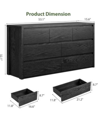 7-Drawer Dresser for Bedroom,Wide Wood Chest with Handle-Free Design,Modern Storage Cabinet for Living Room or Entryway
