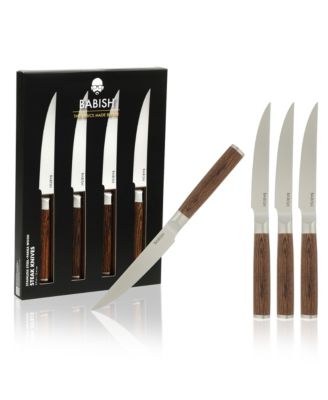 4-Piece 1.4116 German Stainless Steel Steak Knife Set with Dark Pakka Wood Handles Full-Tang Steak Knives for Dining & Everyday Table Use