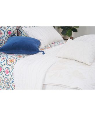 Runa Botanical White Throw Pillow for Bed or Sofa Accent Decor