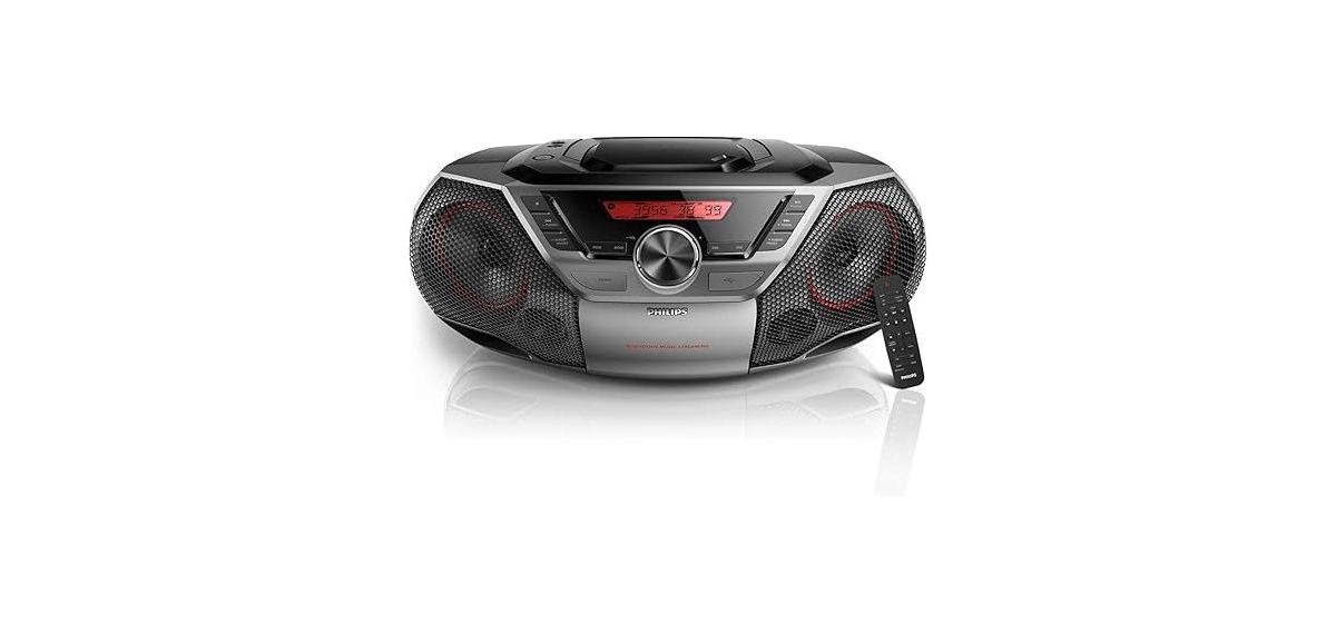 Phillips AZ700T Cd Soundmachine, Portable Stereo Boombox With 12W Sound, Usb Input For Playback, Headphone Jack, And Easy-To-Read Lcd