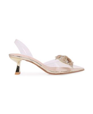 Ninetta Clear Slingback Heels with Crystal Bow