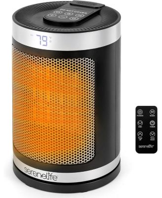 Portable Space Heater, 1500W PTC Ceramic Heater with Thermostat, Remote, 12-Hour Timer, 3 Modes, Oscillation, Black