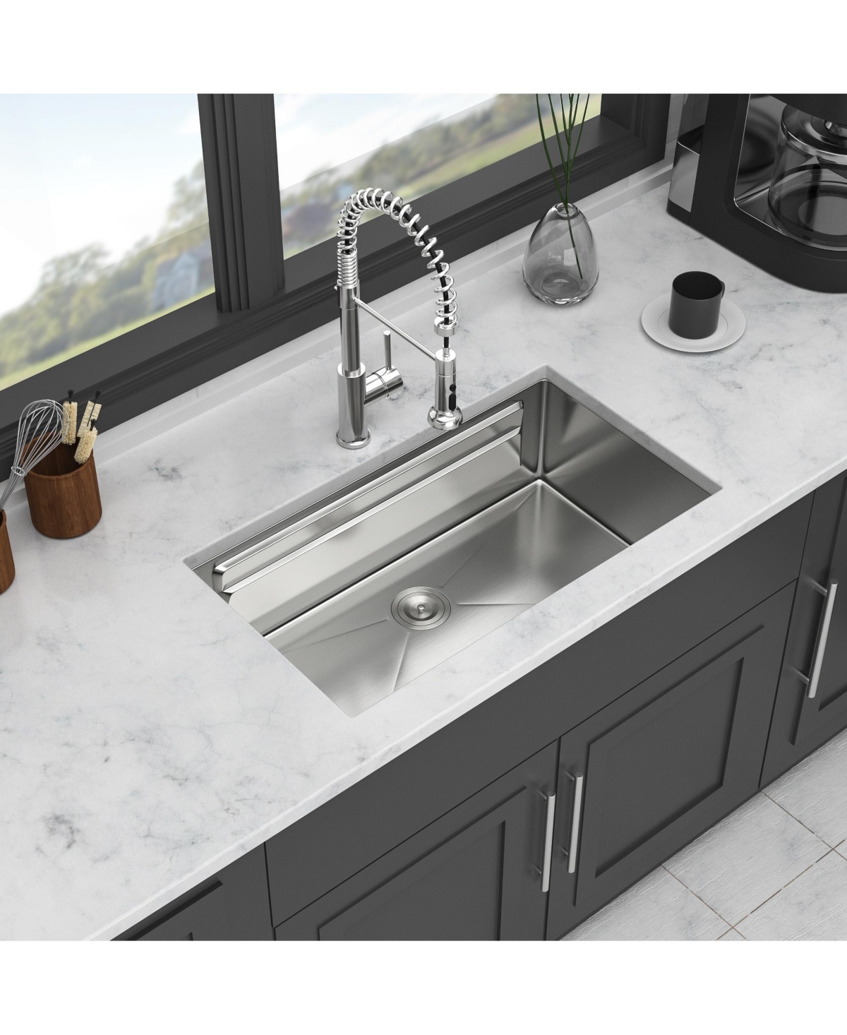 flynama Undermount Workstation Kitchen Sink Stainless Steel Single Bowl Gauge