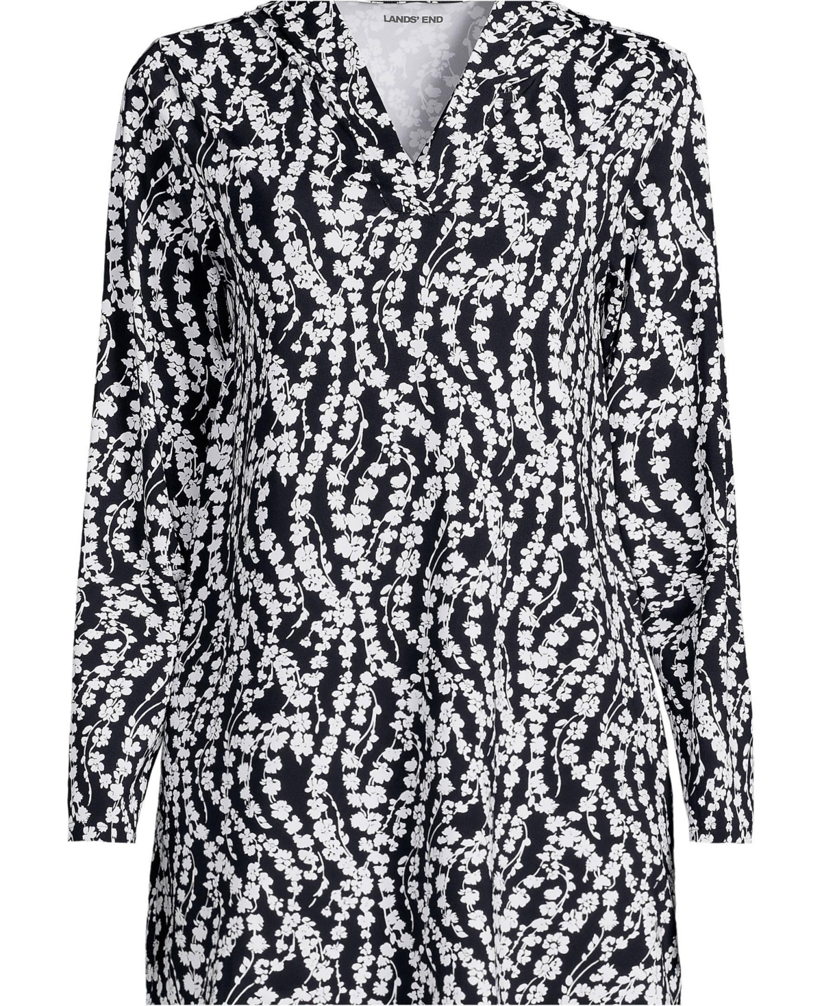 Lands' End Women's SunShade Upf 50 Hooded Mini Swim Cover-Up Dress