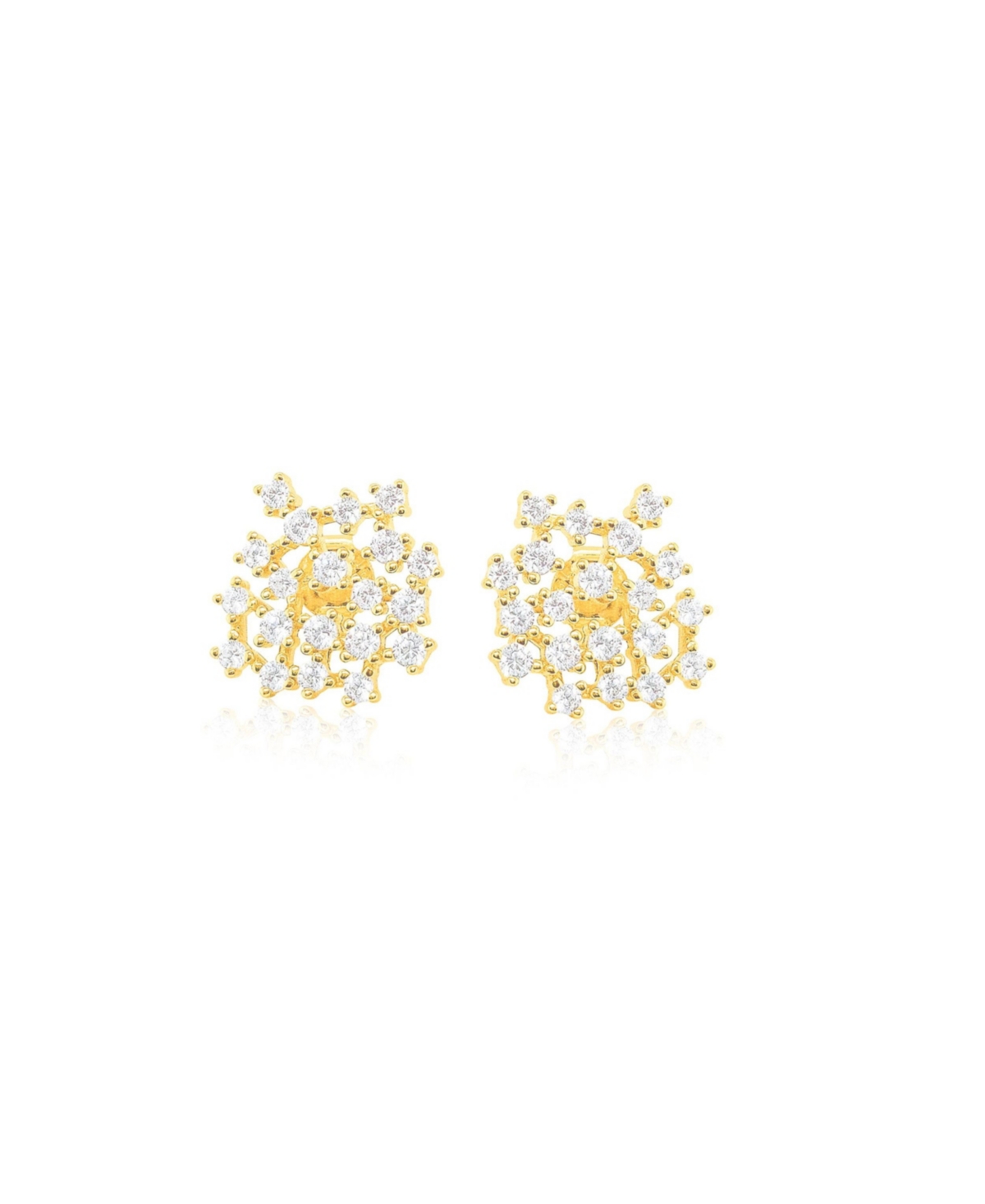 Etoielle Cluster Gold Over Silver Cluster Lace Stud Earrings with Cz