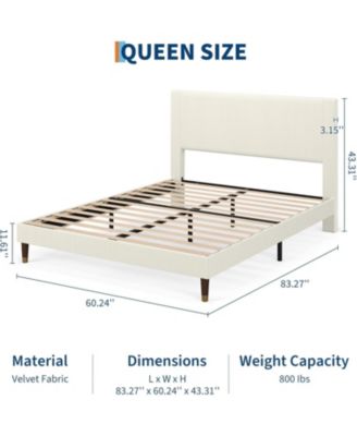 Easy Assembly Queen Size Bed Frame Upholstered Platform Bed Space Saving, for Living Room, Guest Room