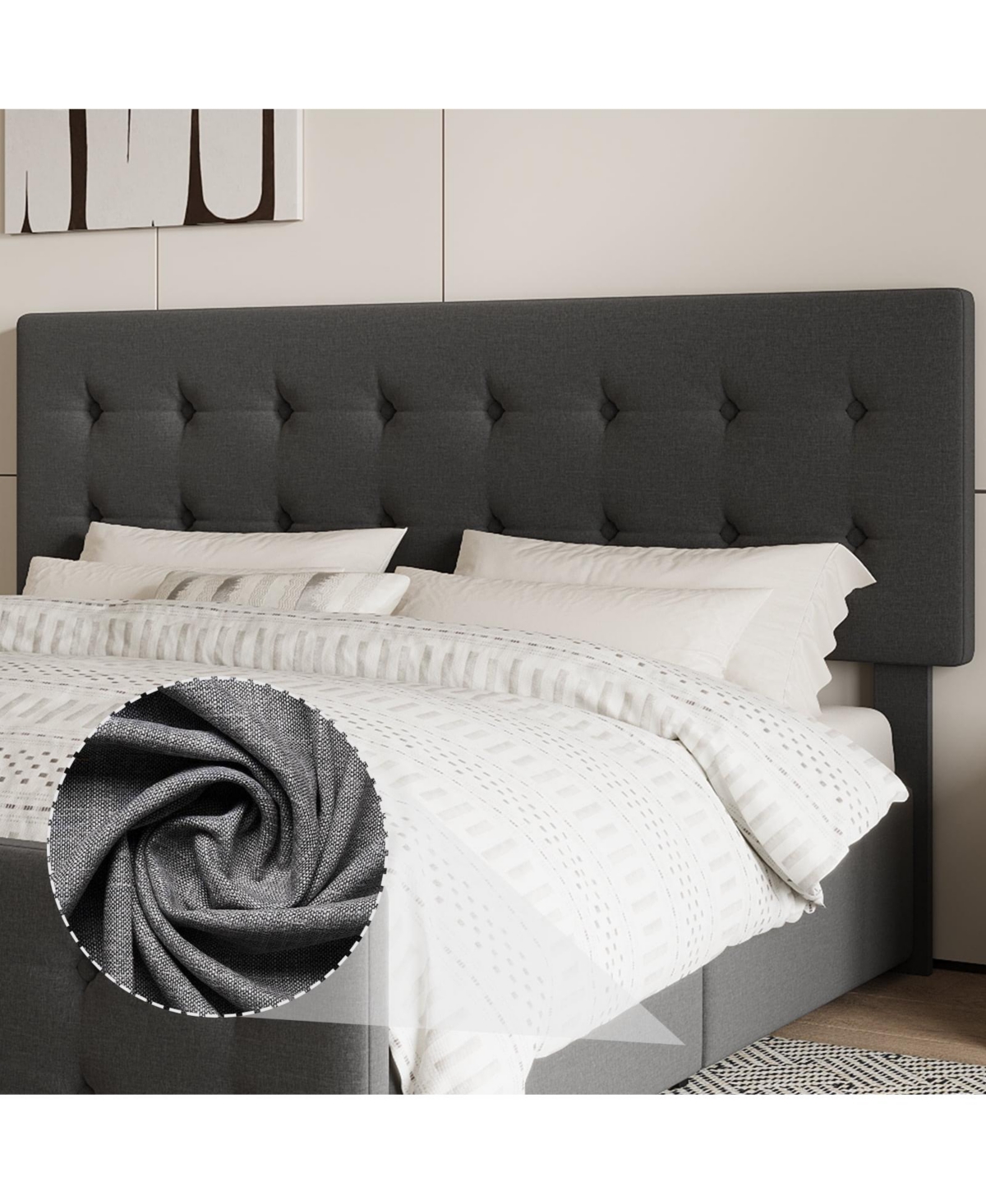 gaomon Easy Assembly King Size Bed Frame Space Saving, for Living Room