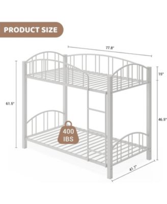 Easy Assembly Metal Bunk Bed Twin Over Twin Heavy Duty Bunkbeds Frame Space Saving, for Living Room, Guest Room