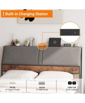 Easy Assembly Queen Size Bed Frame Space Saving, for Living Room, Guest Room
