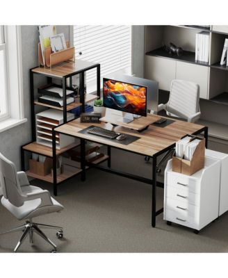 Computer Desk with Monitor Sd 4-Tier Shelf Home Office Desk