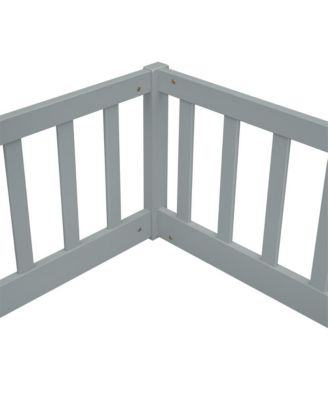 Double Twin Floor Bed with Safety Fence Low Profile Shared Sleeping Bed for Kids No Door Design