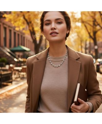 .925 Sterling Silver Nautical Puff Mariner Anchor Link Chain Choker Necklace 6MM 16 Inch