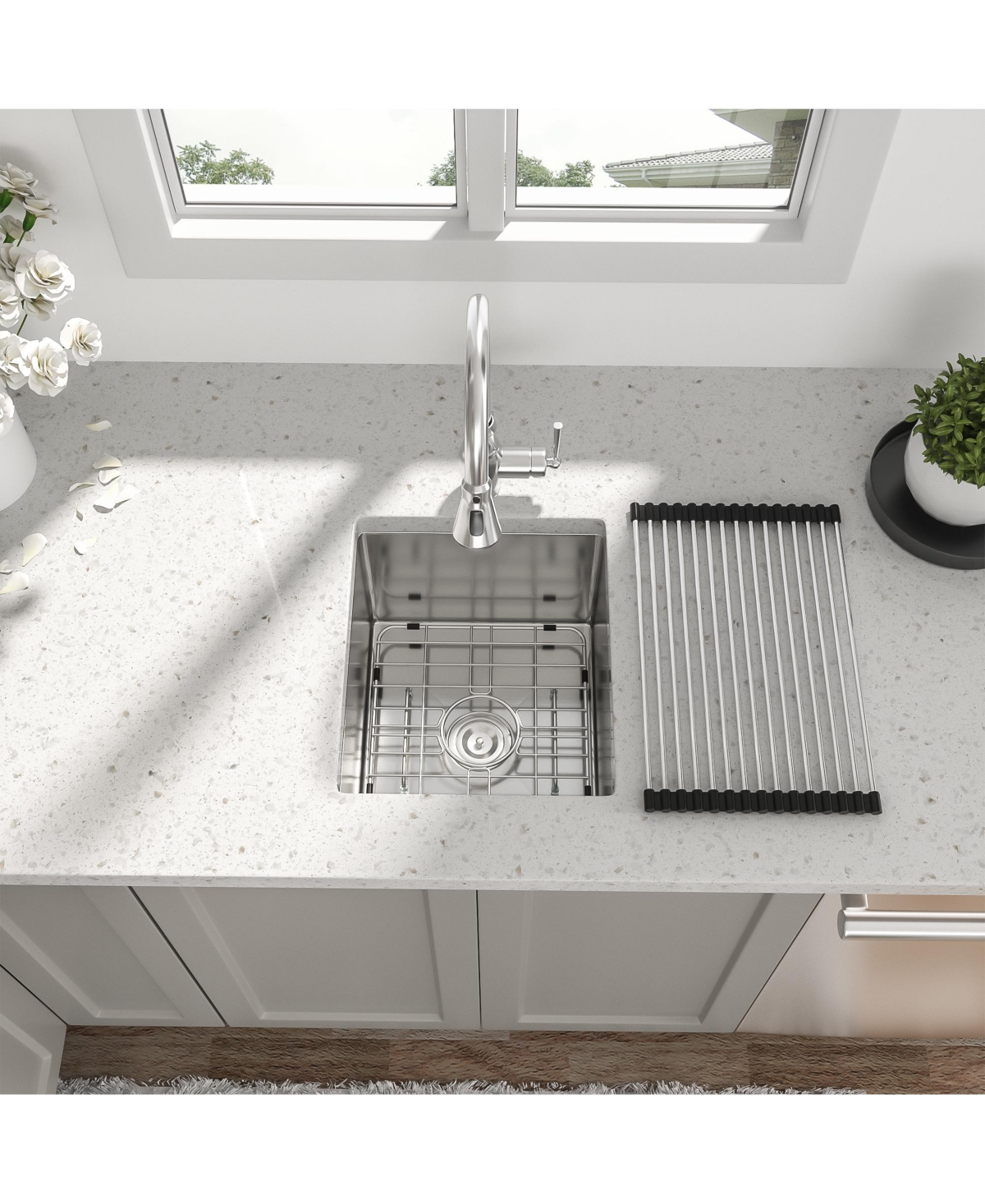 flynama 13x15x9inch Undermount Kitchen Sink Stainless Steel Single Bowl 16 Gauge Bar Prep