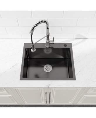 23x19inch Black Stainless Steel Kitchen Sink Undermount Single Bowl Handmade