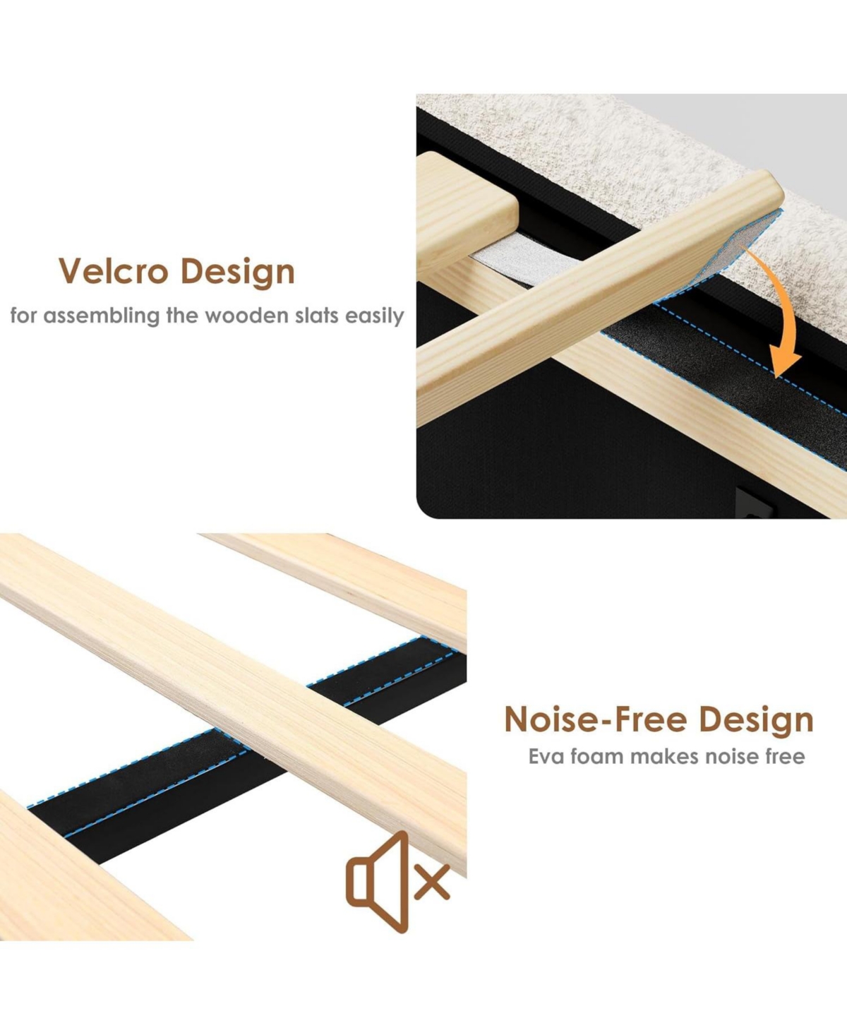 gaomon Easy Assembly Queen Size Platform Bed Frame Lighted Upholstered Bed Frame Space Saving, for Living Room