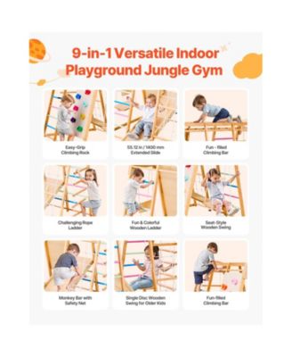 9-in-1 Toddler Indoor Jungle Gym with Climbing and Play Features