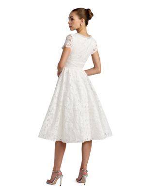 Petite Lace Embellished Cap Sleeves A Line Midi Dress