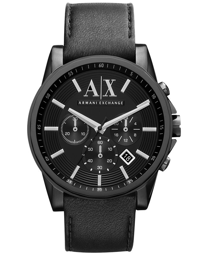 AX Armani Exchange Men's Black Leather Strap Watch 45mm AX2098 Macy's
