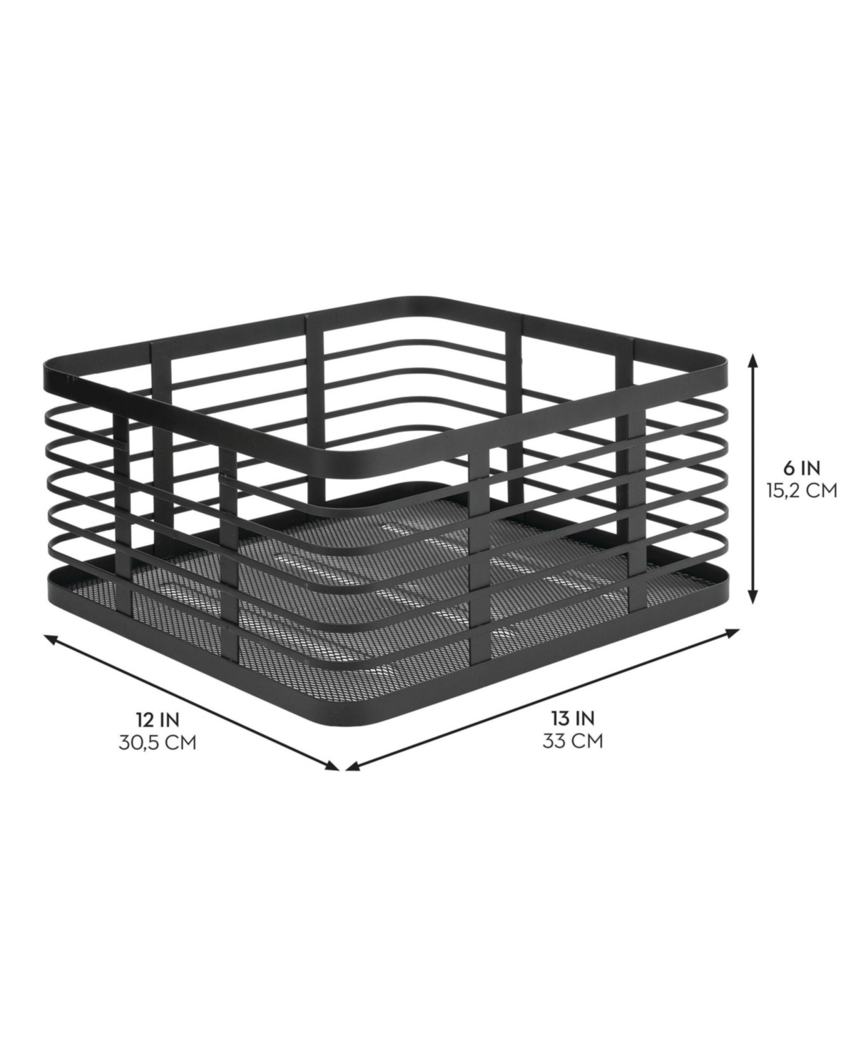 Metal Pantry Basket with Handles - Set of 2 - Matte Black