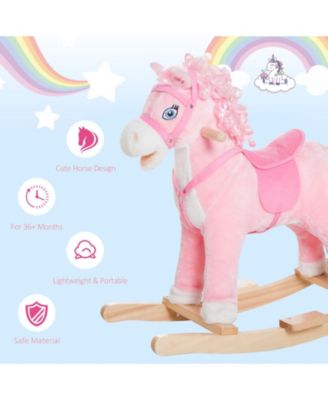 Kids Ride on Rocking Horse Toddler Plush Toy with Realistic Sounds