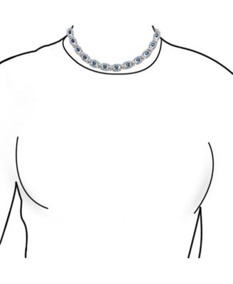 Art Deco Style Royal Blue Sapphire CZ Cubic Zirconia Cocktail Statement Collar Necklace